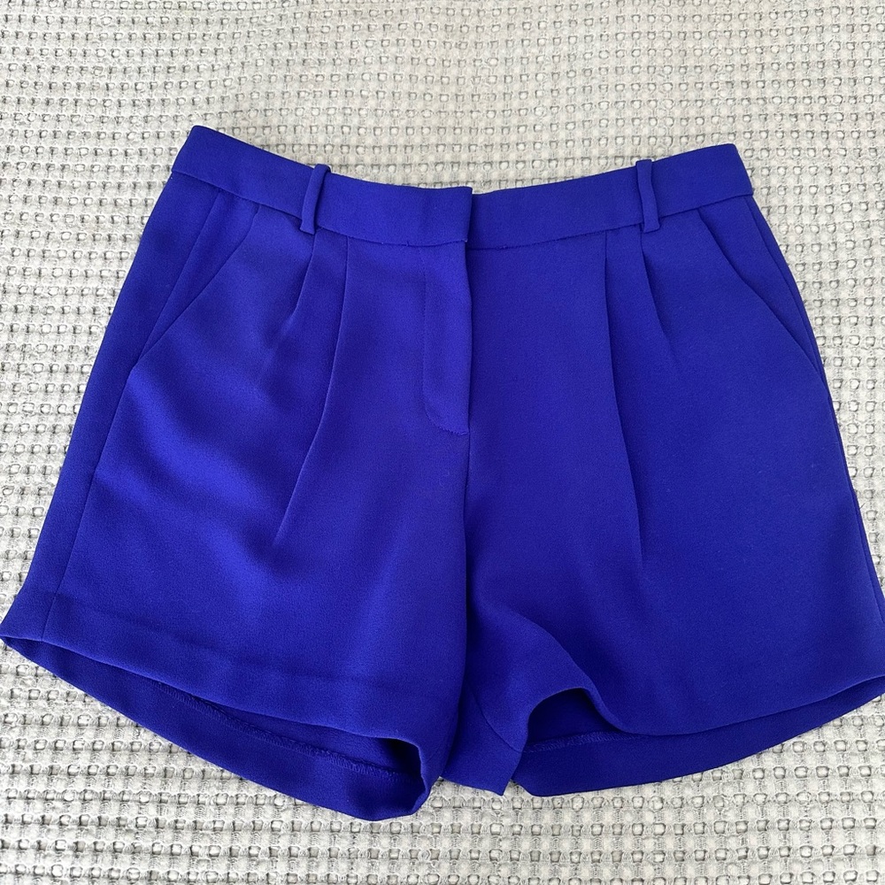 J. Crew High Waist Blue and Purple Shorts with Tailored Pleats